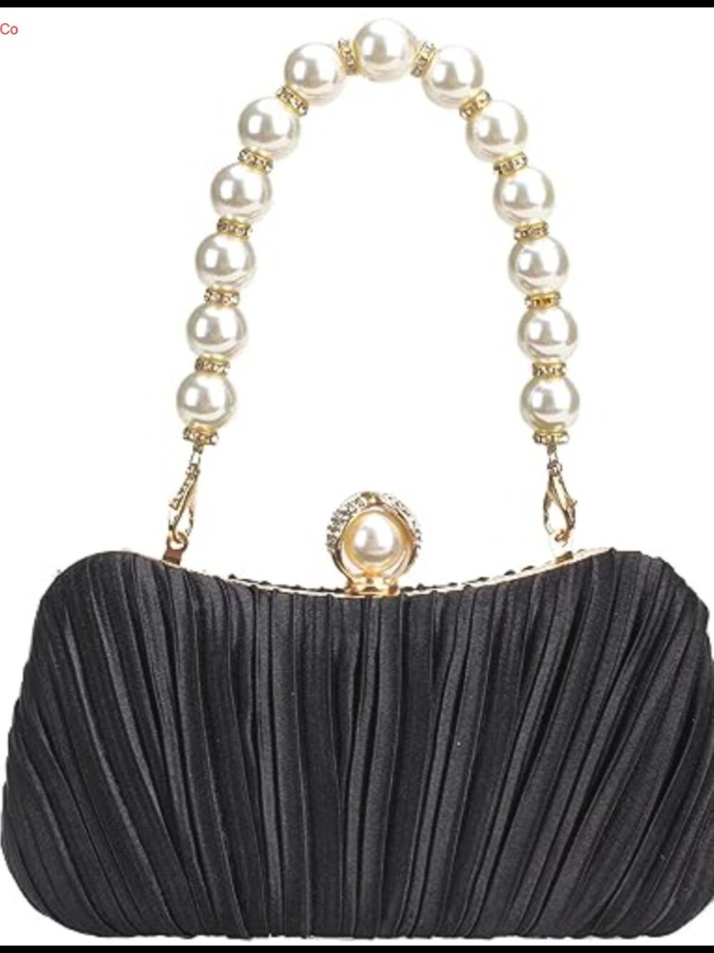Satin Pearl Evening Clutch Purse Chain Strap Shoulder Bag